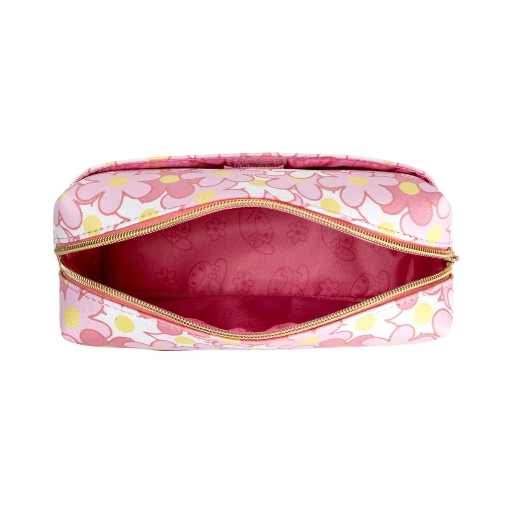 Impressions Vanity My Melody Makeup Bag OS Pink‎ Floral Saffiano Pouch NWT